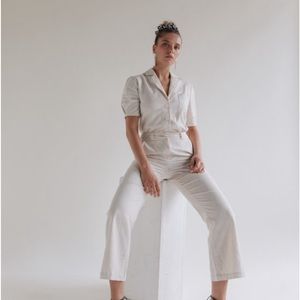 NWOT Musier Paris Laure Jumpsuit in White 36